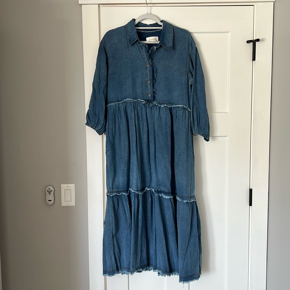 The Bettina Tiered Shirt Dress by Maeve: Denim Edition